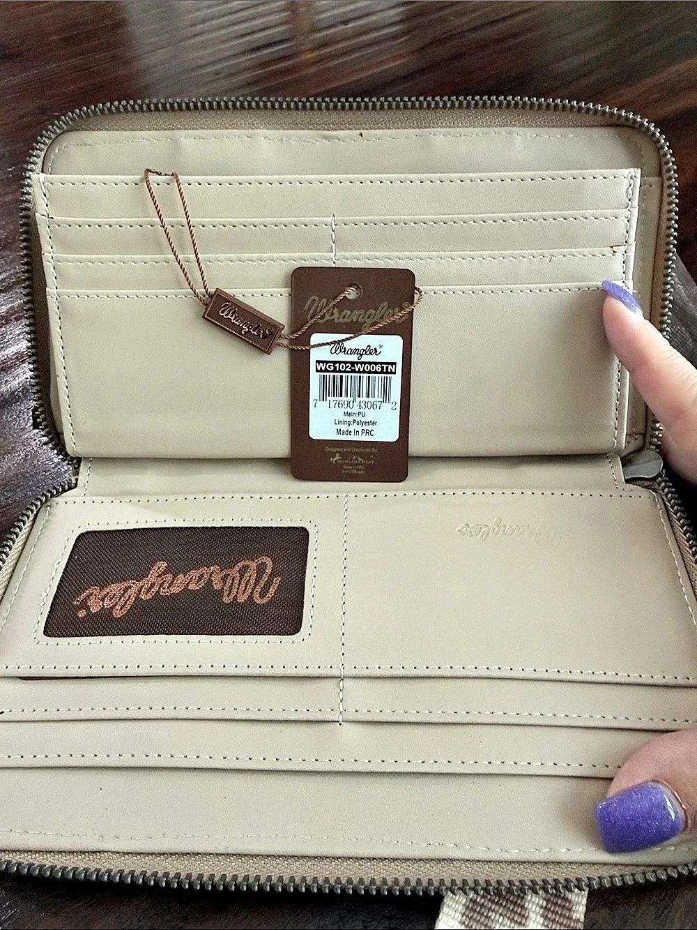 NWT Wrangler Tan Leopard Braided Zip Around Wristlet Wallet
